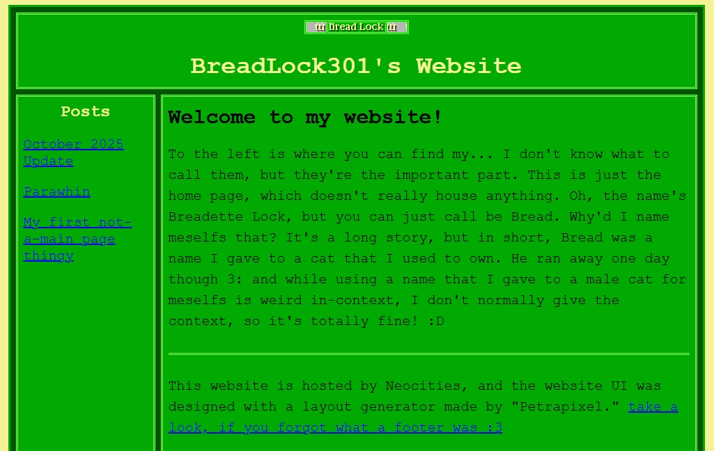 Old website's homepage UI.